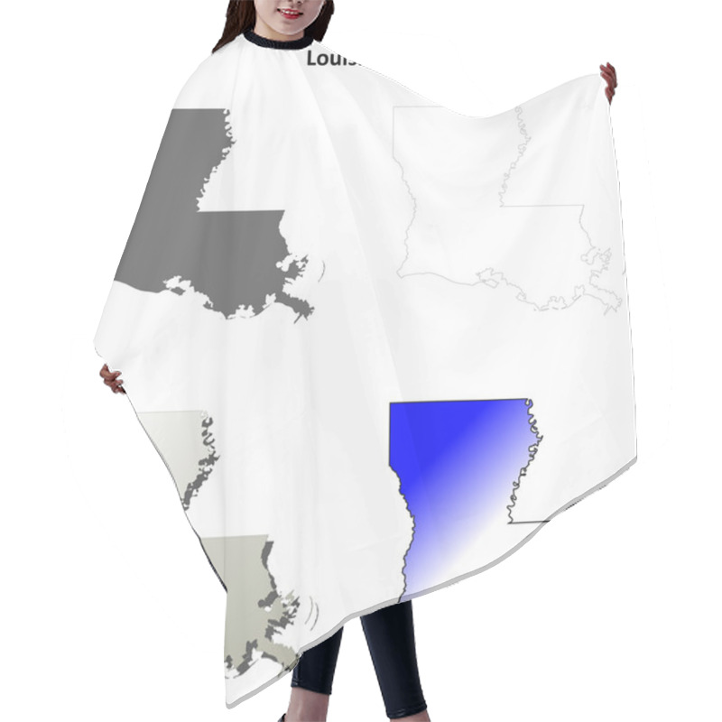 Personality  Louisiana Outline Map Set Hair Cutting Cape