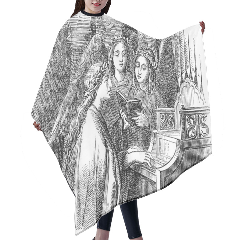 Personality  Old Engravings. Depicted Saint Cecilia Hair Cutting Cape