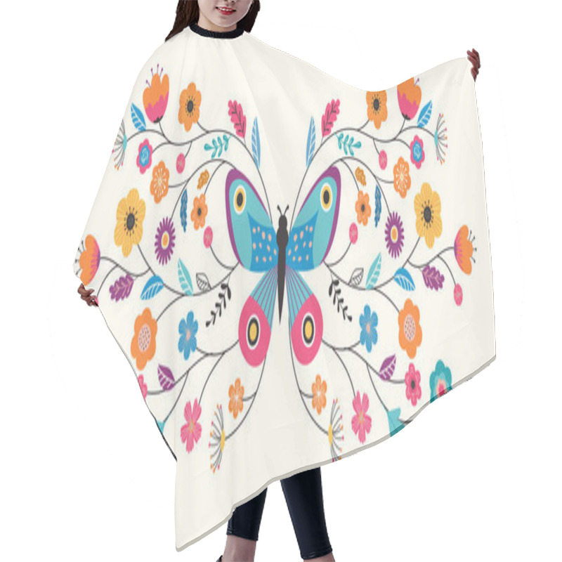 Personality  Summer Abstract Background, Banner Design With Butterfly And Flowers Hair Cutting Cape