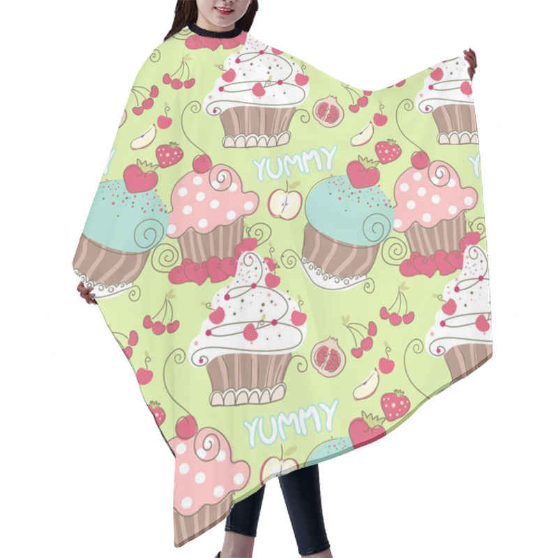 Personality  Cupcake Seamless Pattern Hair Cutting Cape