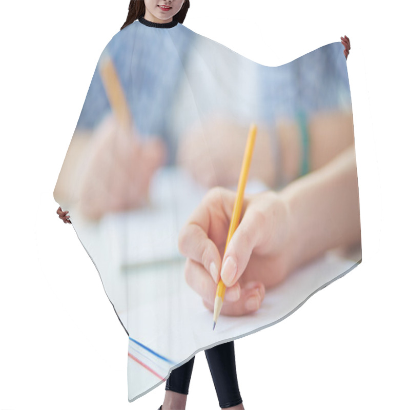 Personality  Student Carrying Out Written Task Hair Cutting Cape