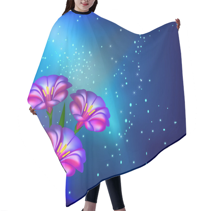 Personality  Night Background With Flowers And Stars Hair Cutting Cape