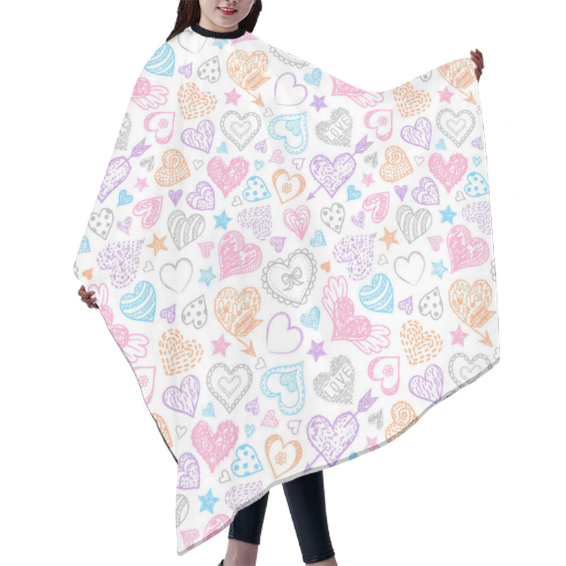 Personality  Pattern With Hearts. Hair Cutting Cape