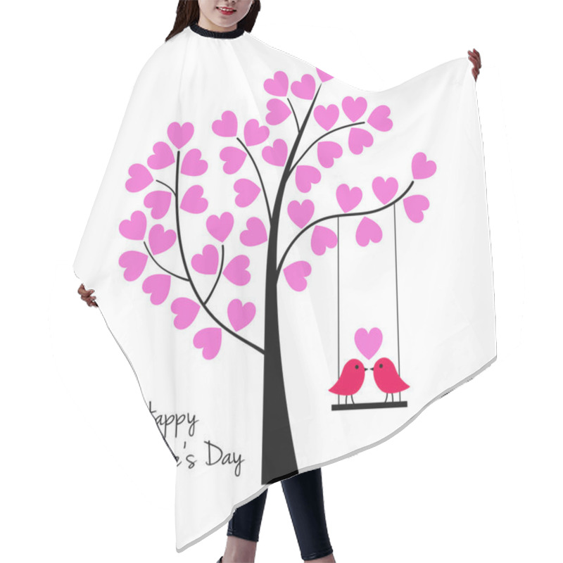 Personality  Valentines Day Birds On Swing With Tree Hair Cutting Cape