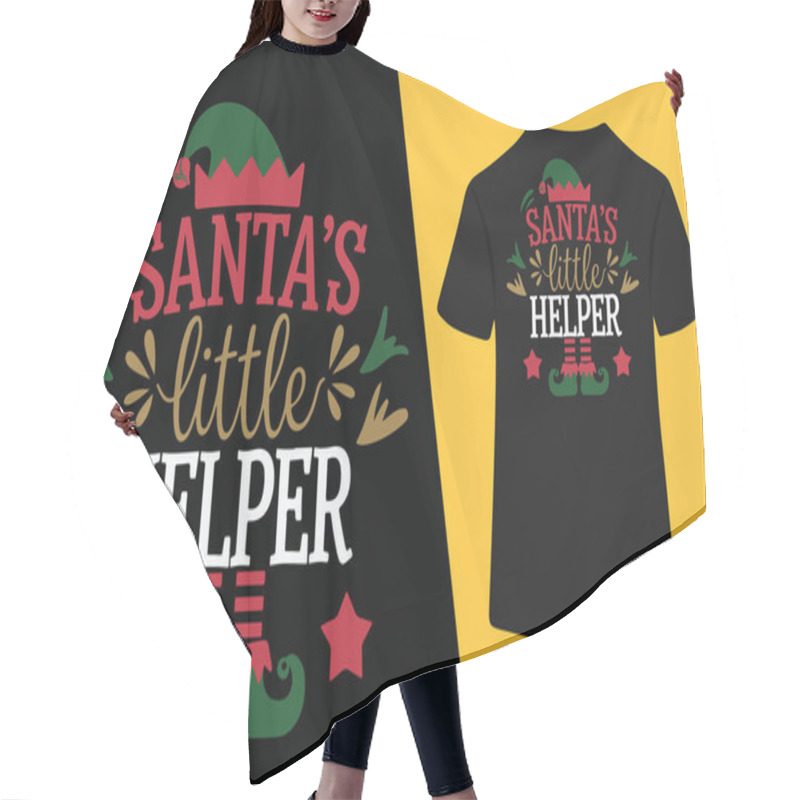 Personality  Santa's Little Helper  T Shirt Design Hair Cutting Cape