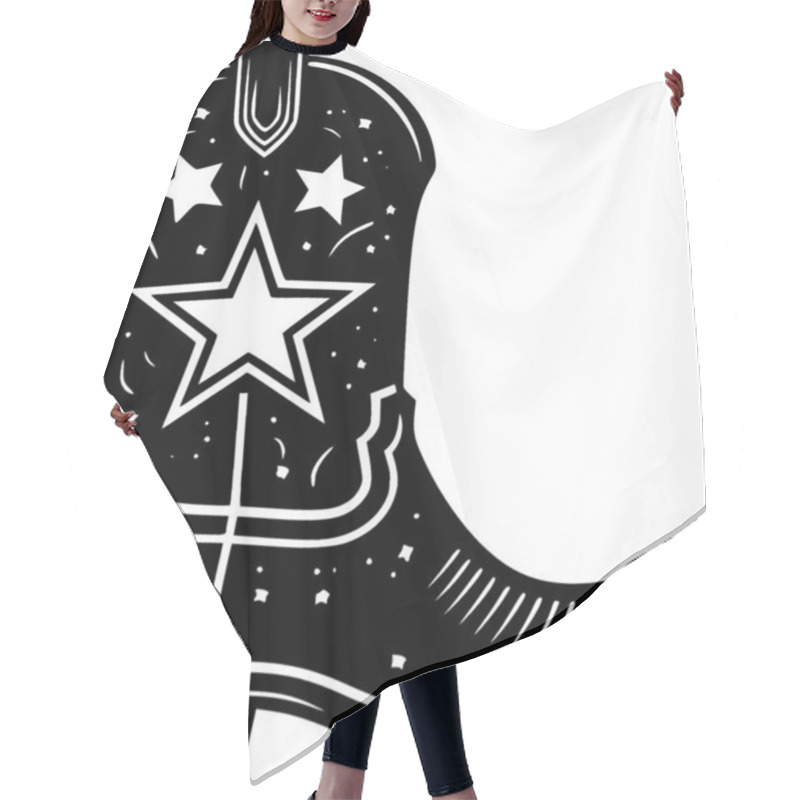 Personality  Cowboy Boot - Black And White Isolated Icon - Vector Illustration Hair Cutting Cape