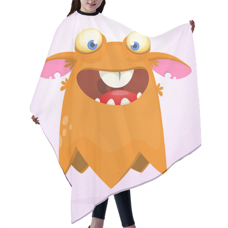 Personality  Cartoon Orange Monster Character. Vector Illustration Hair Cutting Cape