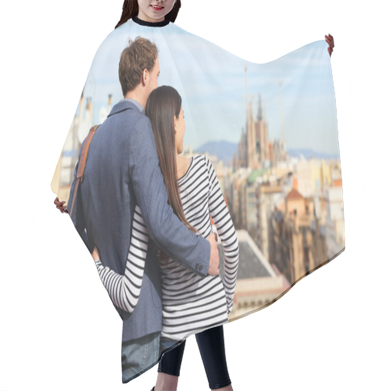 Personality  Romantic Couple Looking At View Of Barcelona Hair Cutting Cape