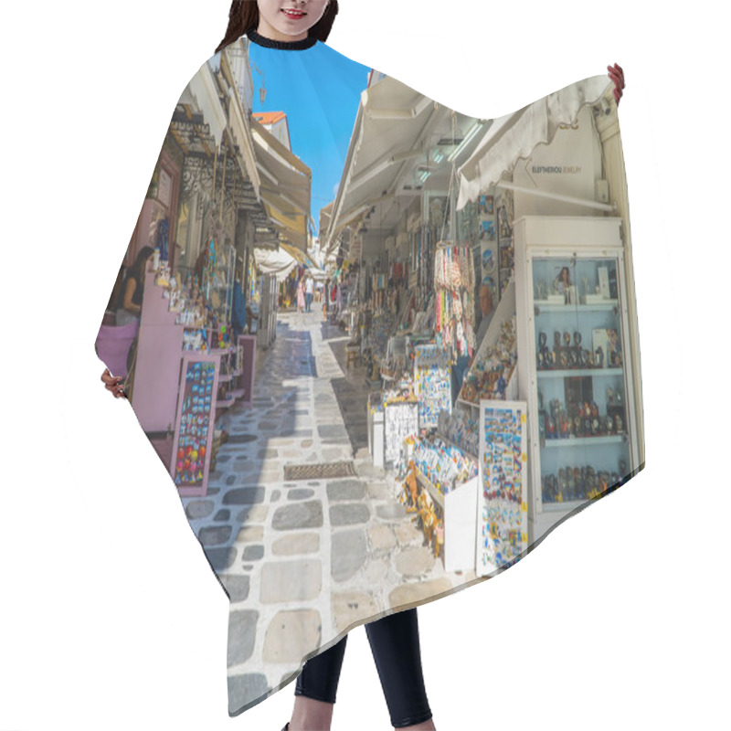 Personality  Tinos Town, Greece - October 8, 2020 - A Pedestrian Street With Souvenir Shops In The Capital Of Tinos, Cyclades Hair Cutting Cape