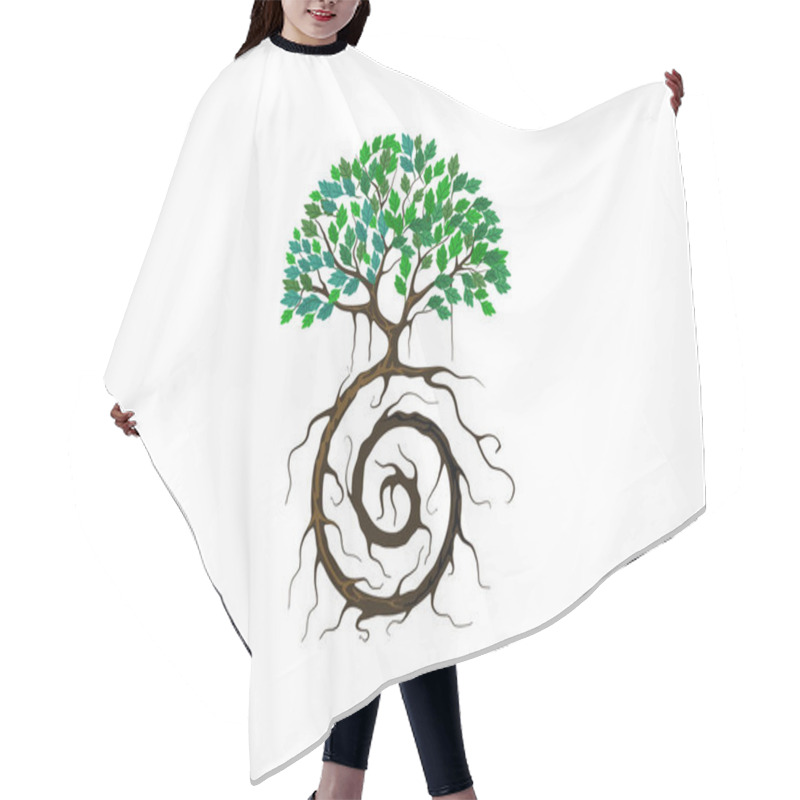 Personality  Oak Tree With Spiral Roots Vector Hair Cutting Cape