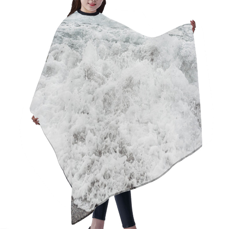 Personality  White Sea Foam On Sandy Beach  Hair Cutting Cape