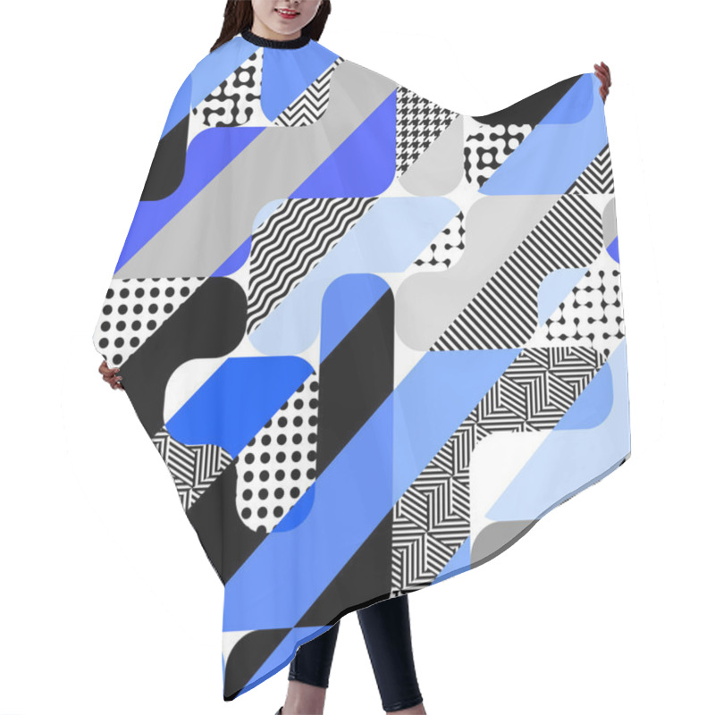 Personality  Geometric Pattern In A Patchwork Collage Style. Hair Cutting Cape