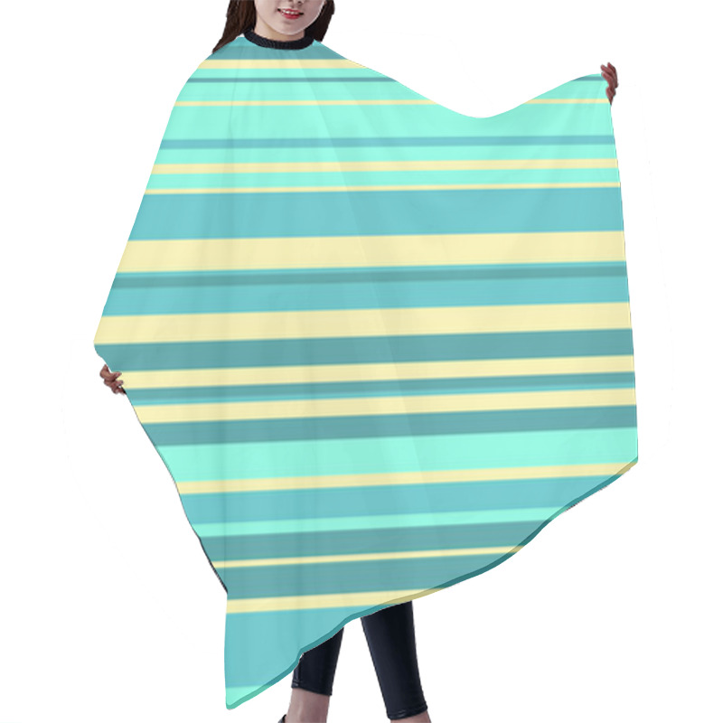 Personality  Vibrant Horizontal Stripes In Teal And Pale Yellow Create A Cheerful, Summery Pattern. Perfect For Website Backgrounds, Textile Designs, Or Any Project Needing A Fresh, Clean Aesthetic. Hair Cutting Cape