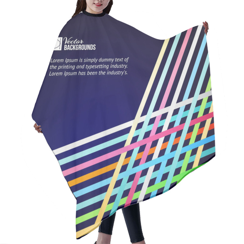 Personality  Rainbow Lines Over Blue Background. Hair Cutting Cape