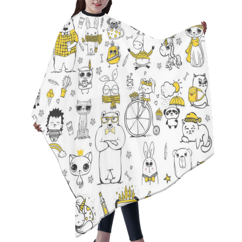 Personality  Doodle Animals Collection Hair Cutting Cape