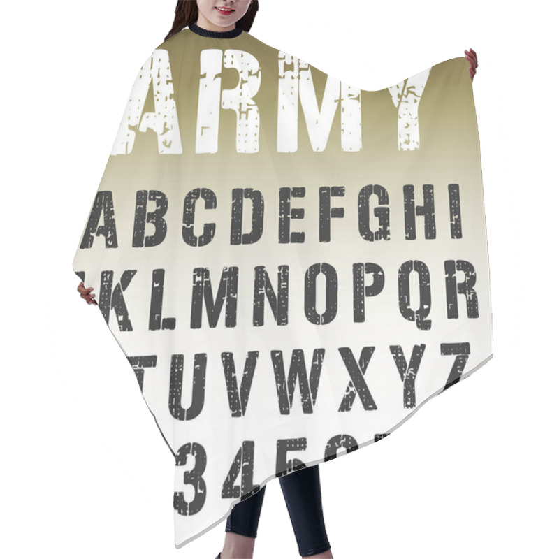 Personality  Alphabet Font Army Stamp Design Hair Cutting Cape