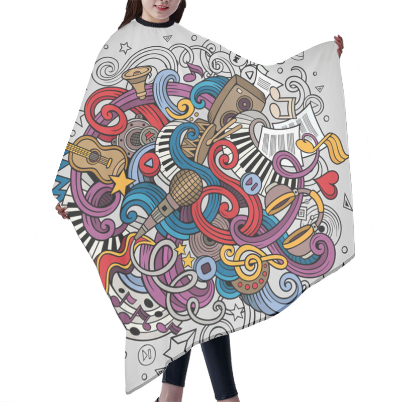 Personality  Cartoon Hand-drawn Doodles Musical Illustration Hair Cutting Cape