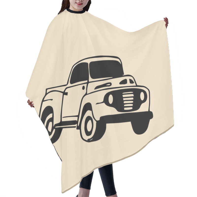 Personality  Illustration Of Hand Sketched Retro Pickup Hair Cutting Cape