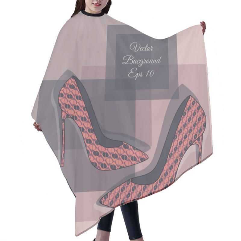 Personality  Vector Background With Shoes. Hair Cutting Cape