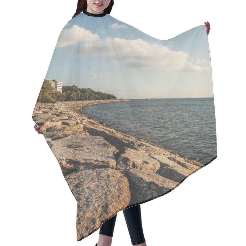 Personality  Coastline With Stones And Sky At Background, Istanbul, Turkey  Hair Cutting Cape