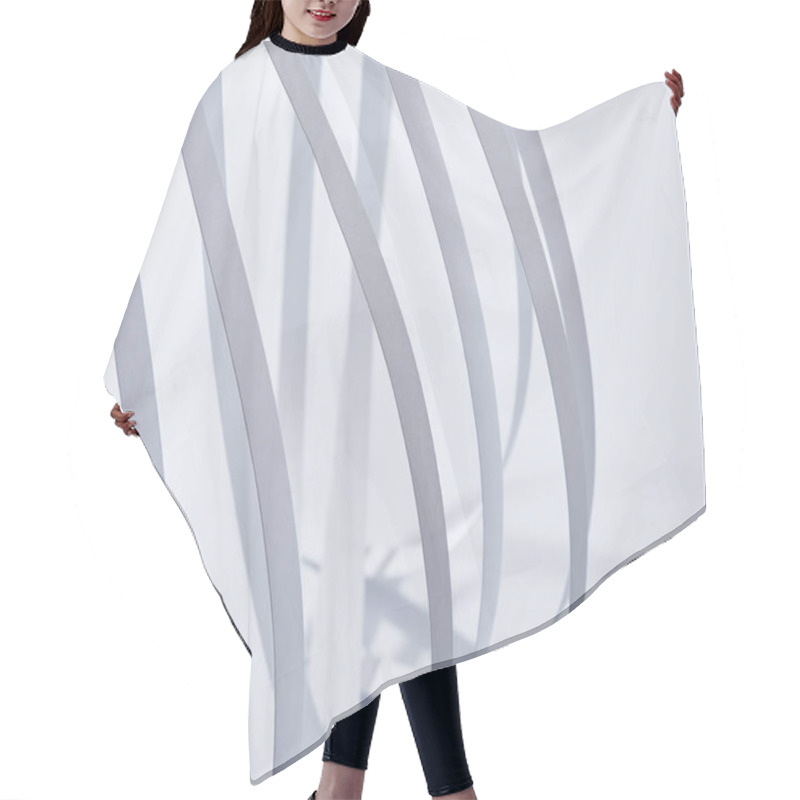 Personality  Close Up View Of Curved Paper Stripes On White Background Hair Cutting Cape