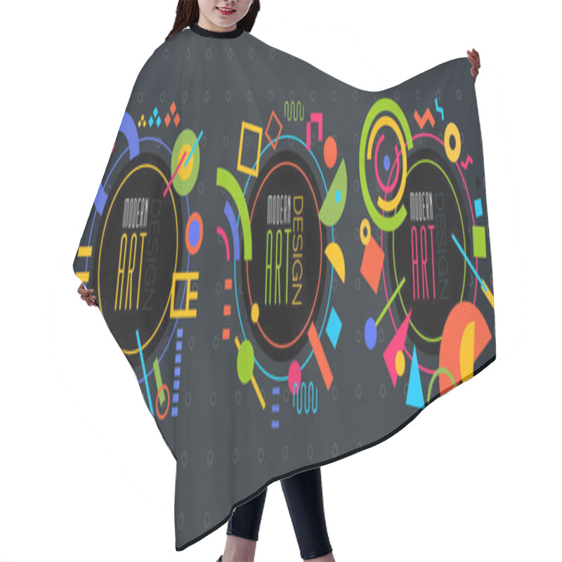 Personality  Vector Abstract Geometric Dynamic Pattern Frame Modern Art Design Hair Cutting Cape