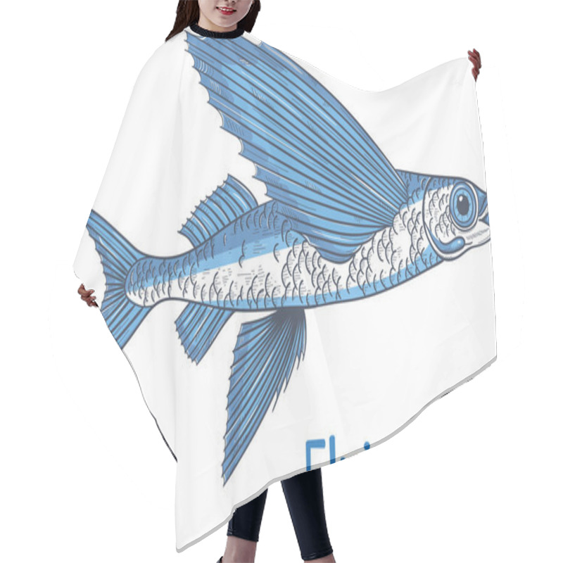 Personality  Exocoetidae Or Flying Fish Hand Drawing Hair Cutting Cape