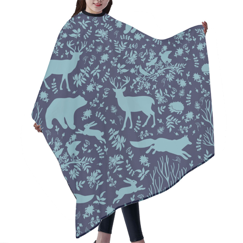 Personality  Seamless Pattern With Forest Animals Hair Cutting Cape