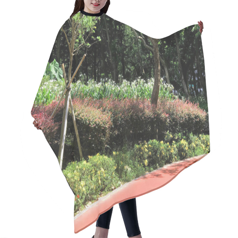 Personality  Outdoor Plant Decoration, Exercise, Running, Jogging Red Pathway Hair Cutting Cape