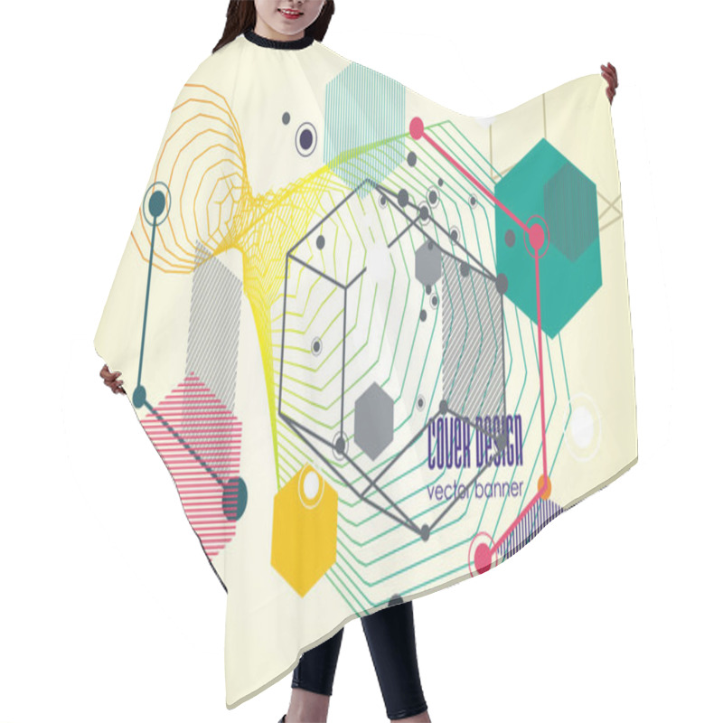 Personality  Future Geometric Simple  Shapes Composition.  Vector Trendy Desi Hair Cutting Cape