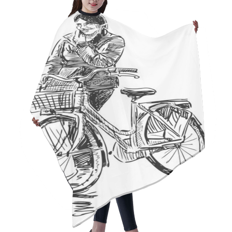 Personality  Girl With A Bicycle Hair Cutting Cape