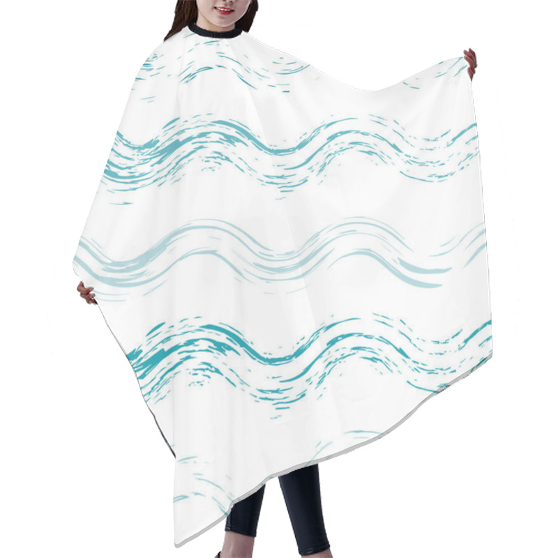 Personality  Hand Drawn Waves Seamless Pattern Hair Cutting Cape