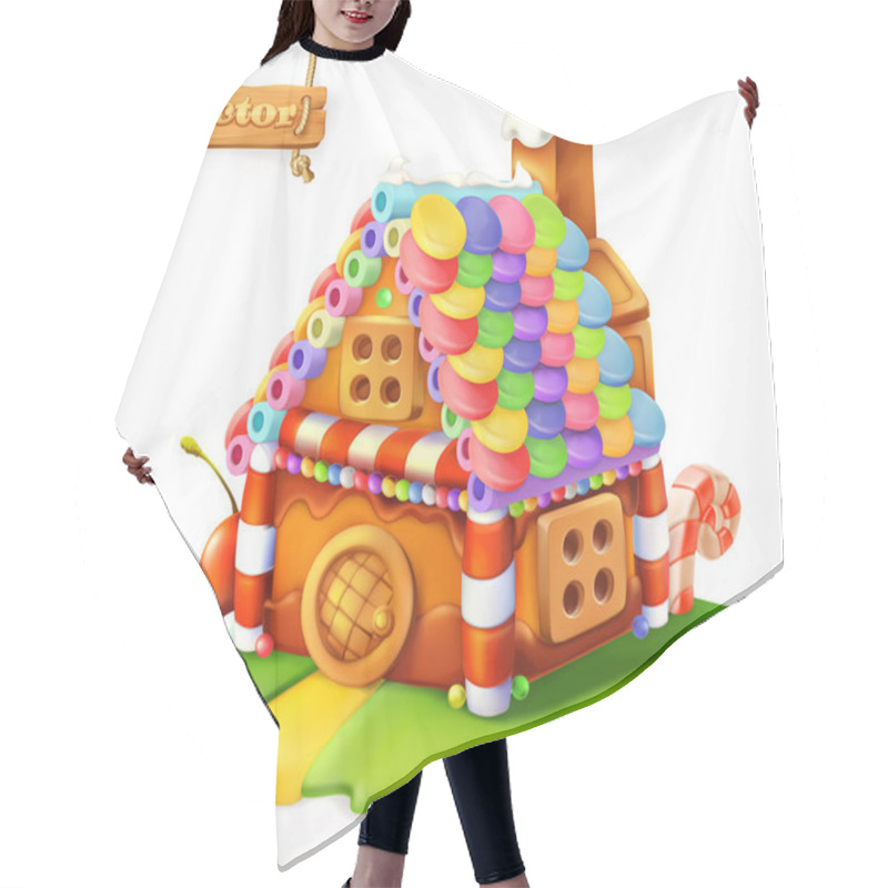 Personality  Sweet House. 3d Vector Icon Hair Cutting Cape