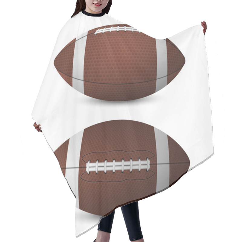 Personality  American Football Balls Set - Front View, Side View.  Hair Cutting Cape