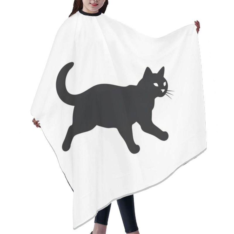 Personality  Stylized Black Cat Silhouette Walking Gracefully. Hair Cutting Cape