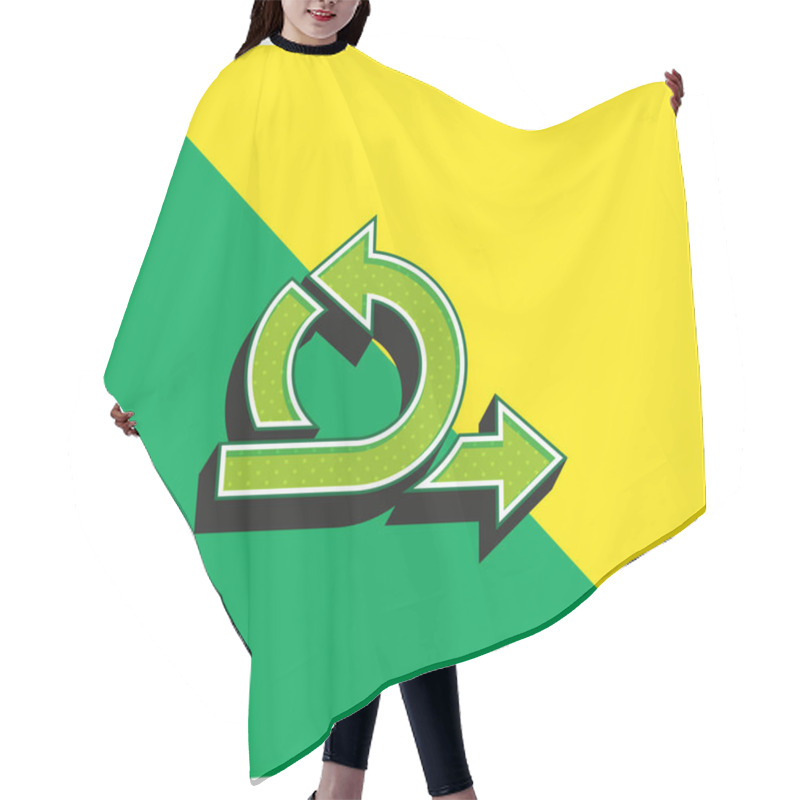 Personality  Agile Green And Yellow Modern 3d Vector Icon Logo Hair Cutting Cape