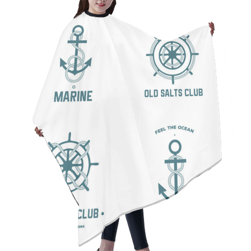 Personality  Anchors And Steering Wheels Hair Cutting Cape