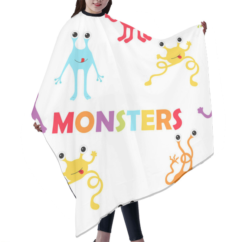 Personality  Seamless Pattern Of Cute Monsters On White Background. Vector Childish Funny Doodle Illustration. Hair Cutting Cape