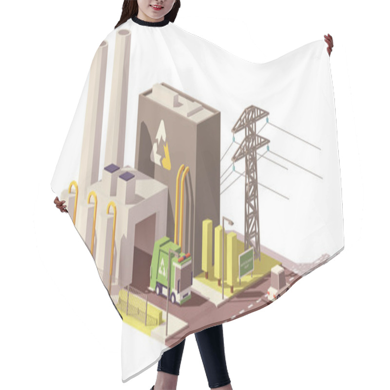 Personality  Vector Low Poly Waste-to-energy Plant Hair Cutting Cape