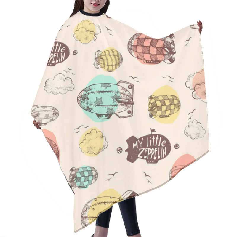 Personality  Seamless Pattern With Cute Little Airships Hair Cutting Cape