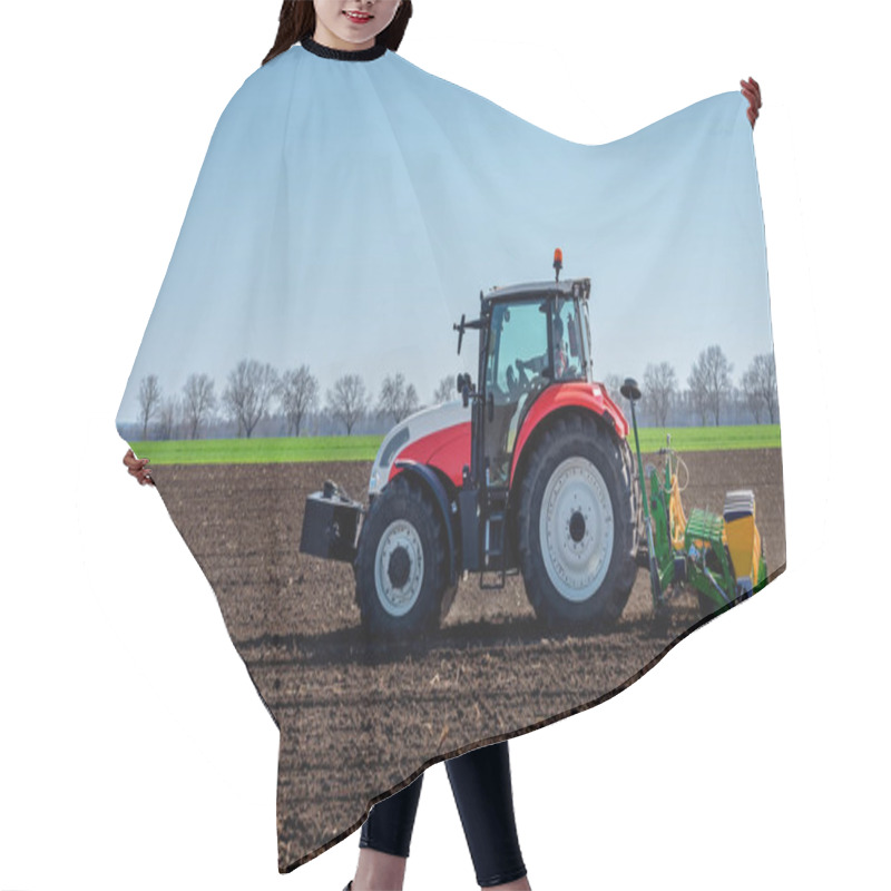 Personality  Agriculture Tractor Sowing Seeds And Cultivating Field  Hair Cutting Cape