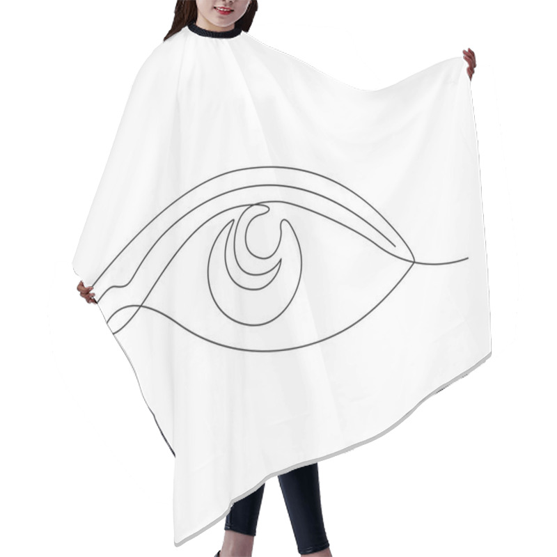 Personality  One Eye In Continuous One Line Drawing. Minimalist Eye Wih Retina Outline Design. Editable Active Stroke Vector. Hair Cutting Cape