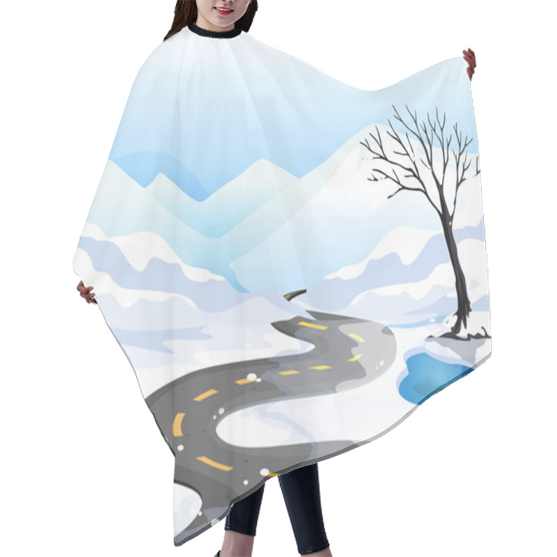 Personality  A Long Road At The Snowy Place Going To The Mountains Hair Cutting Cape