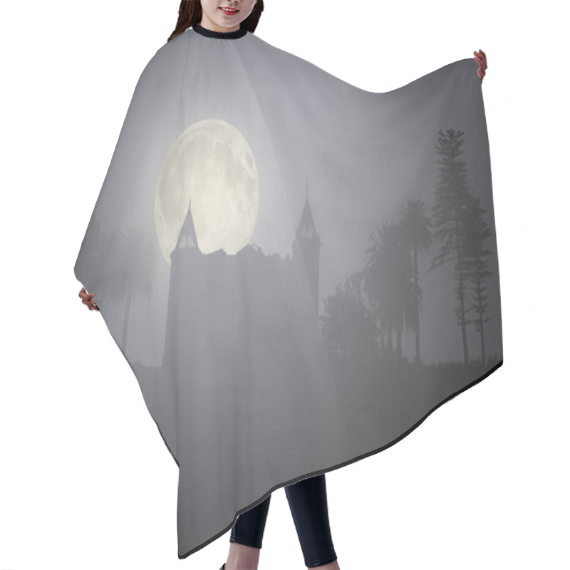 Personality  Creepy Mansion In A Foggy Full Moon Night Hair Cutting Cape