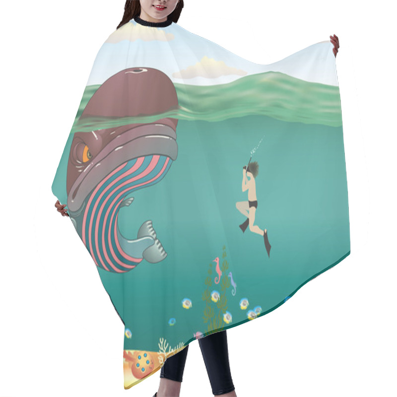 Personality  Striped Whale Hair Cutting Cape