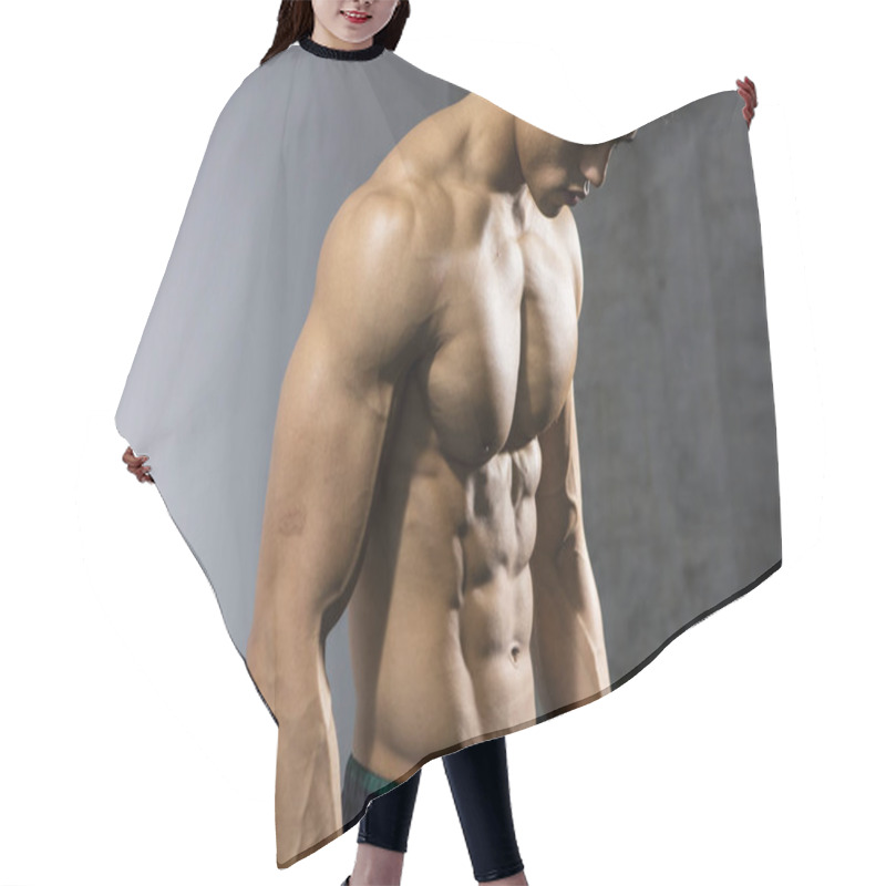 Personality  Fitness Model Torso With Pectoral Muscles Flexed Hair Cutting Cape