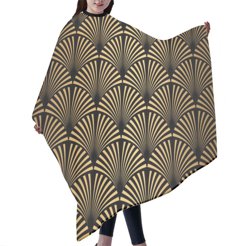 Personality  Art Deco Pattern. Seamless Black And Gold Background. Hair Cutting Cape