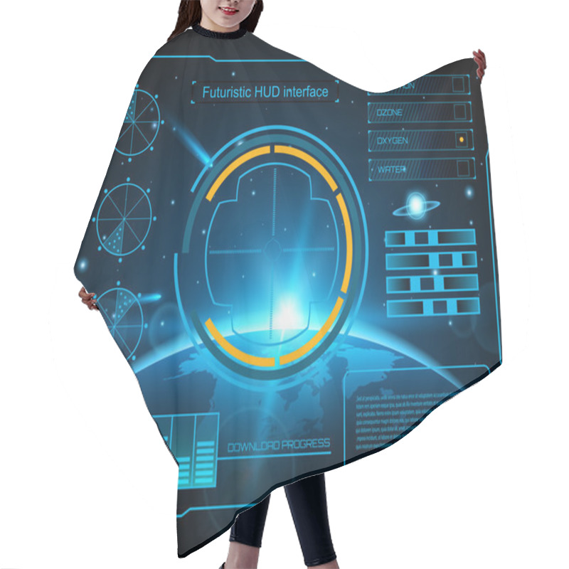 Personality  Abstract Future, Concept Vector Futuristic Blue Virtual Graphic Touch User Interface HUD. For Web, Site, Mobile Applications Isolated On Black Background, Techno, Online Design, Business, Gui, Ui. Hair Cutting Cape