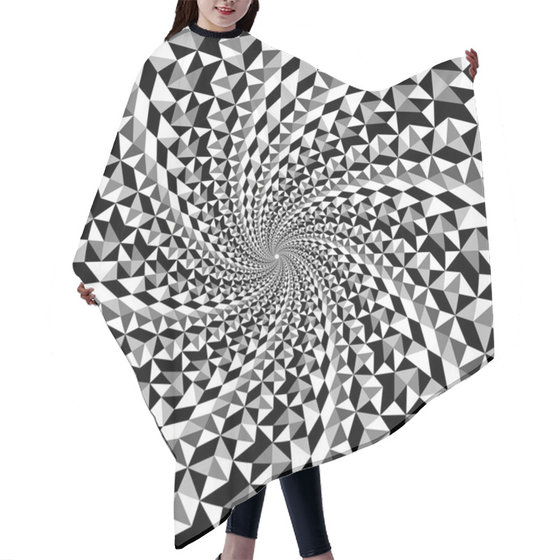 Personality  Black And White Optical Illusion Triangle Vector Hypnotic Spiral Background 4 Hair Cutting Cape