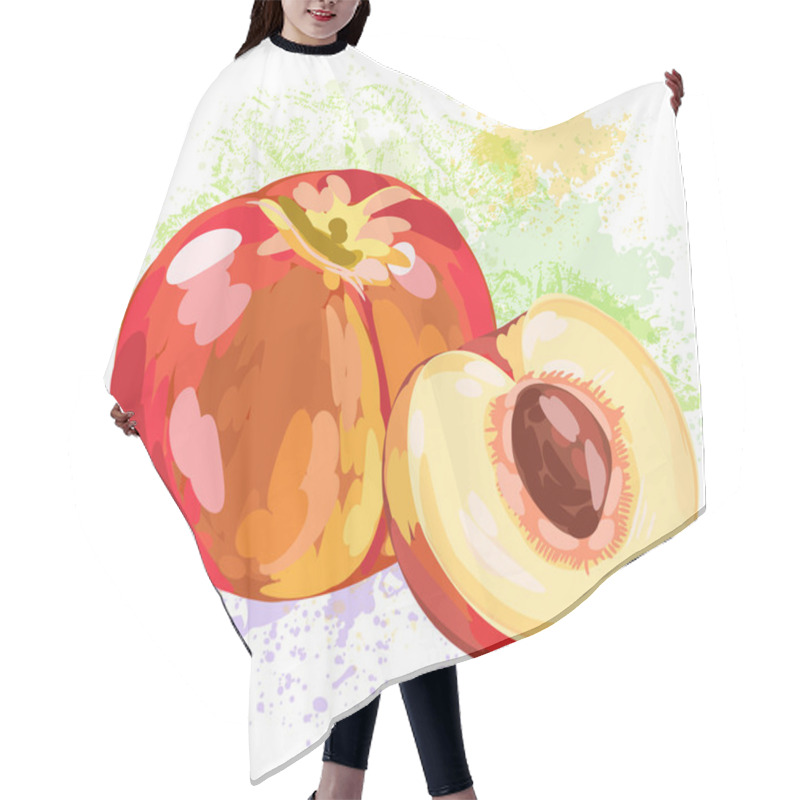 Personality  Peach And Slice  On Spots Of Paint Hair Cutting Cape